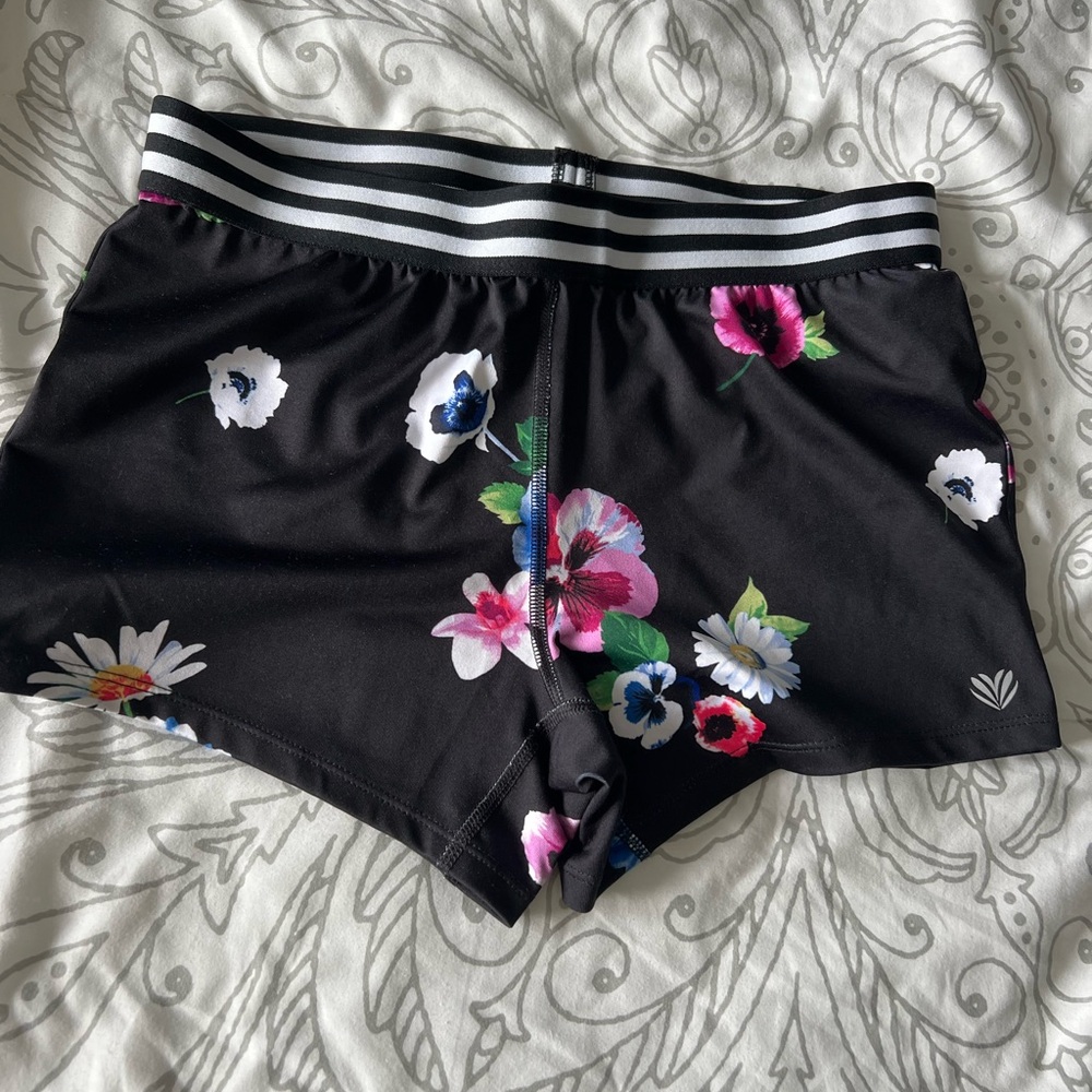 Floral Black Athletic Shorts
